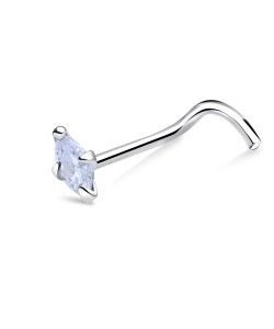 MS Stone Silver Curved Nose Stud NSKZ-1755